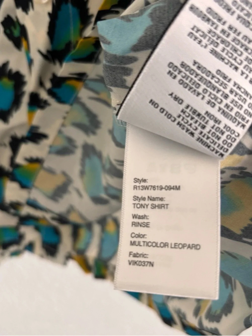 R13 Men's Size Medium Multicolor Leopard Print Tony Shirt - Picture 3 of 5